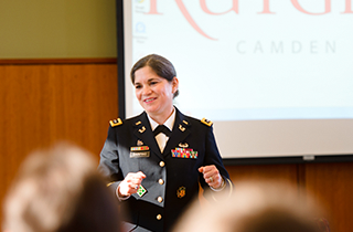 Lt. Gen. Flora Darpino, Judge Advocate General for the U.S. Army speaking at a Day of Revolutionary Thinking 